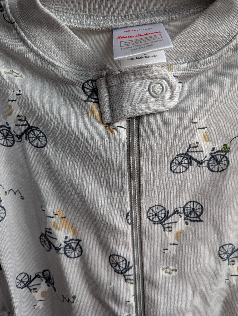 Hanna Andersson Organic Cotton 2-Way Zip Sleeper Pajamas Dogs on Bicycles 2T